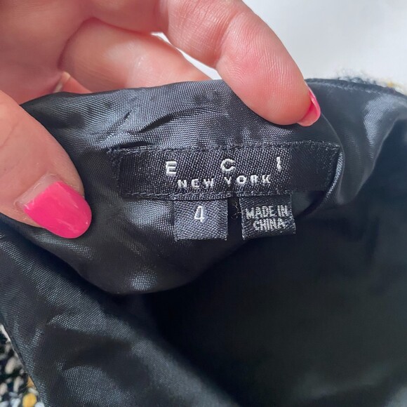 ECI New York Tweed Silk Trim Skirt - Black/White/Tan 4 - Picture 3 of 5